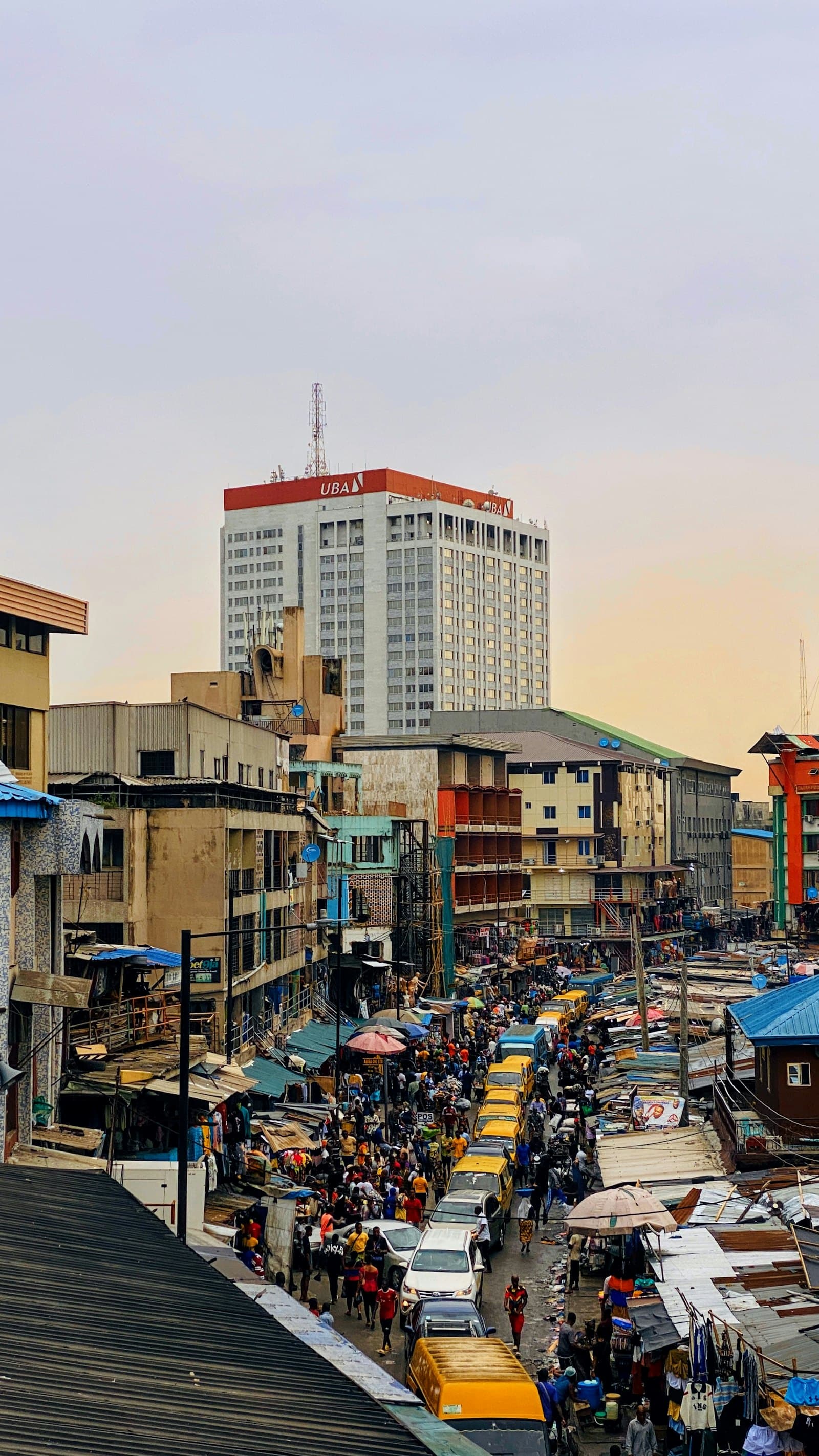 A busy Lagos street at rush hour